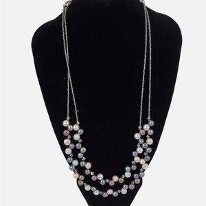 Lia Sophia Tahitian Freshwater Pearl/Cut Crystal 16-19” Necklace / Color: Silver